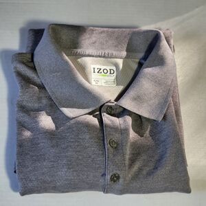 IZOD Mens XX-Large Gray Golf Long Sleeve Tournament Polo NEW